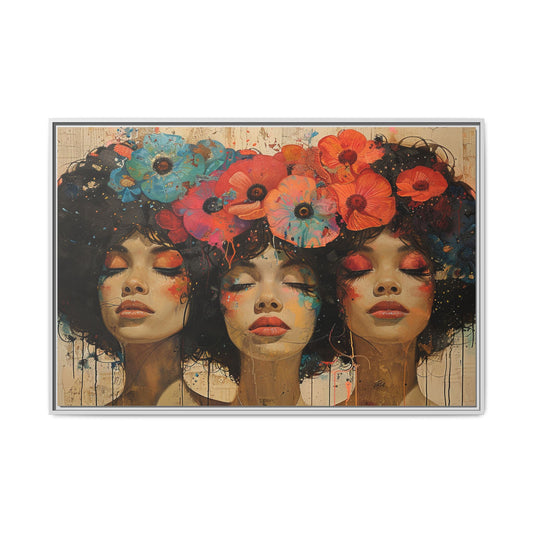 Colorful Framed Canvas Art: Feminine Beauty, Home Decor, Gallery Wall, Gift for Her, Floral Design