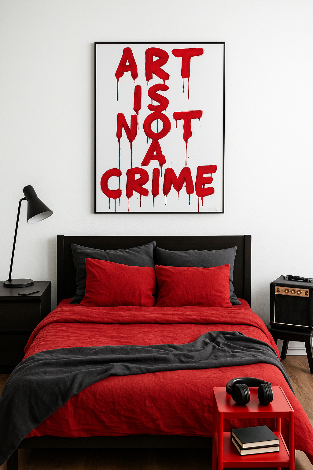 Framed poster wall art, art is not a crime poster qotes poster,print poster, fine art poster