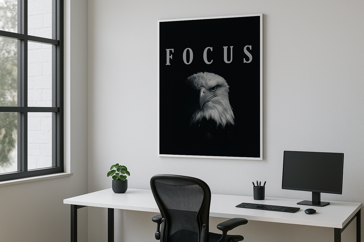 Framed poster wall art, focus eagle poster, quotes poster, print motivation poster,