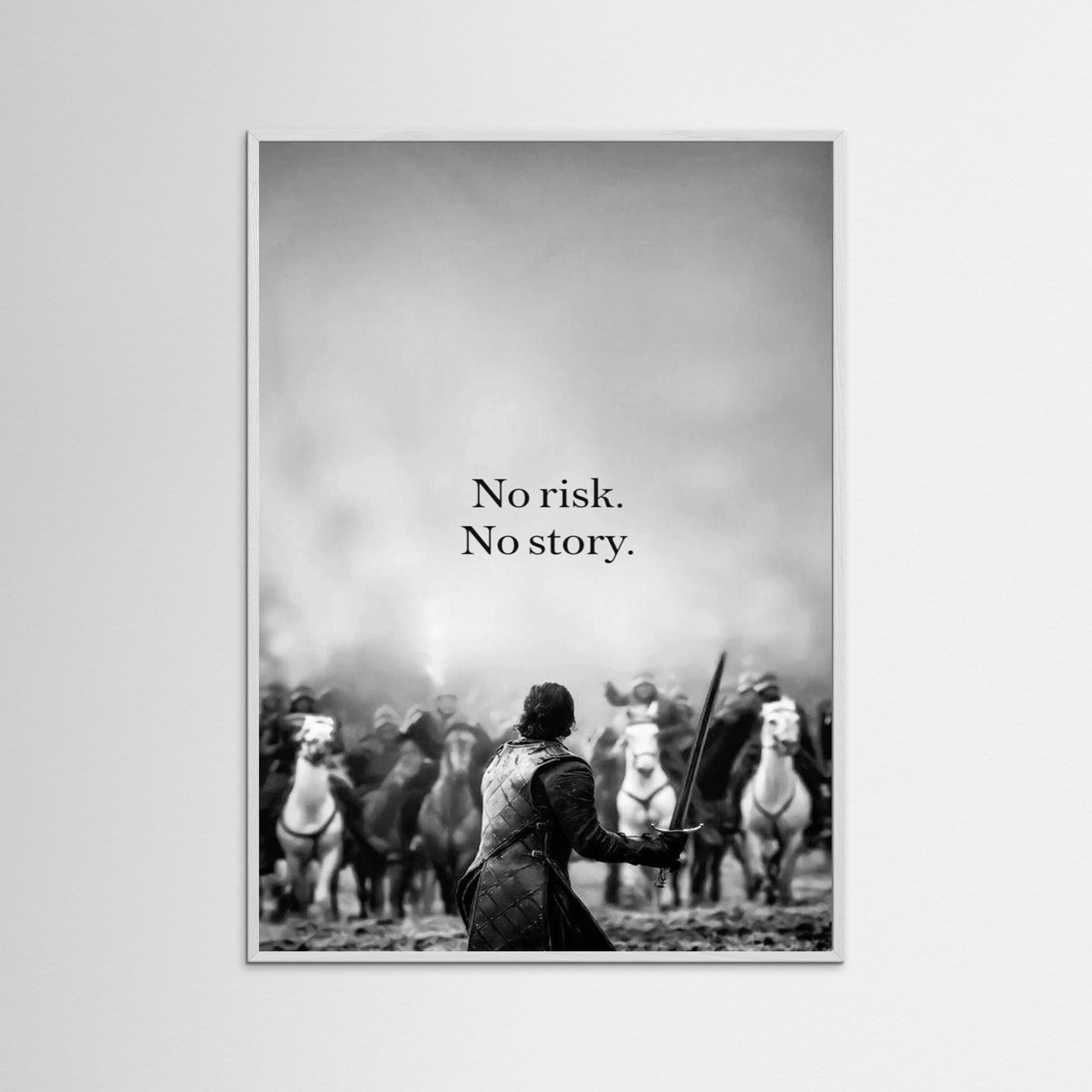 Framed poster wall art, qotes poster,print poster, no risk no story poster